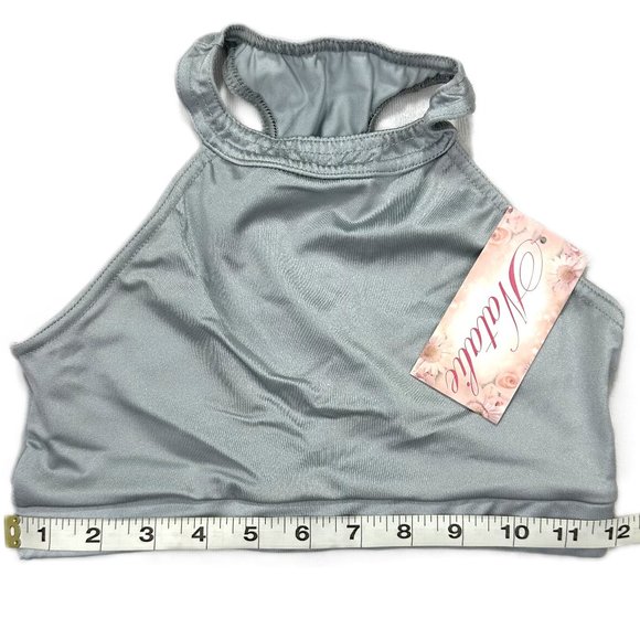 Woman’s Natalie Dancewear Soft Gray Crop Top, Size LC - Picture 3 of 7